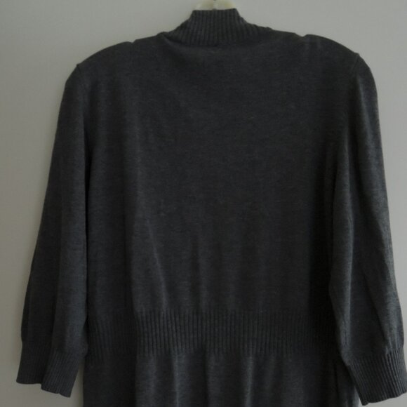Ladies Top Size XL Open Front Cardigan Heather Gray Ribbed Knit 3/4 Sleeve NEW - Picture 4 of 10